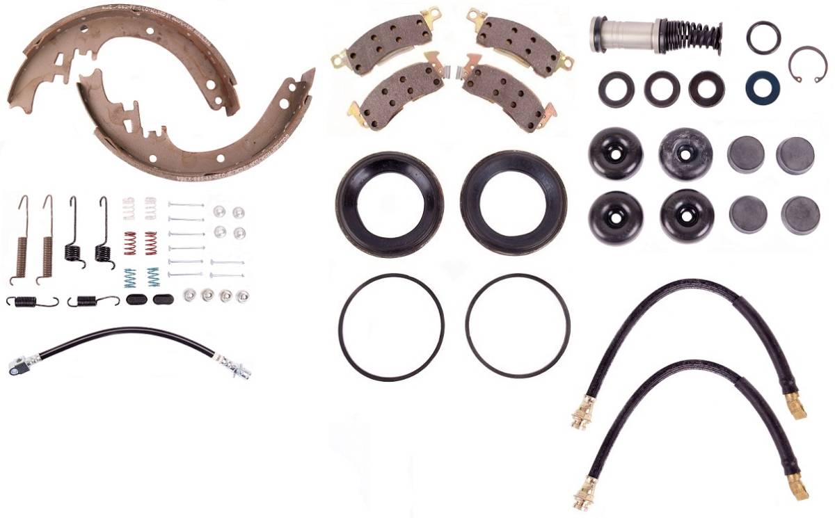 Disc Brake Pad and Rotor / Drum Brake Shoe and Drum Kit - BOKCHE711 - 1971-72 Chevrolet FS Wagon/Police/Taxi Brake Rebuild Kit (Bendix power disc) - Kanter Auto