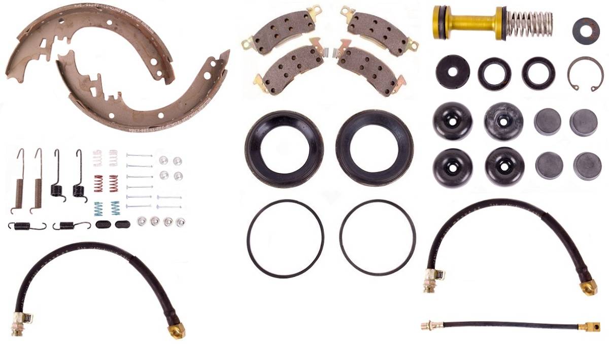Disc Brake Pad and Rotor / Drum Brake Shoe and Drum Kit - BOKCHE761 - 1976 Chevy Full Size Wagon/Police/Taxi Standard Brake Rebuild Kit (power disc) - Kanter Auto