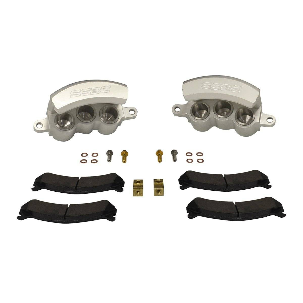 Disc Brake Upgrade Kit - A187-4 - 1999-06 GM 2500/3500 SSBC Quick Change Three Piston Front Caliper Kit (clear)