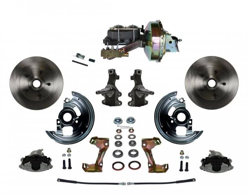 Brake Conversion Kit - DBK1003E1A1 - 64-72 GM A/68-74 X/67-69 F Body Leed Power Front Disc Brake Kit (plain; 2" Drop) - Kanter Auto