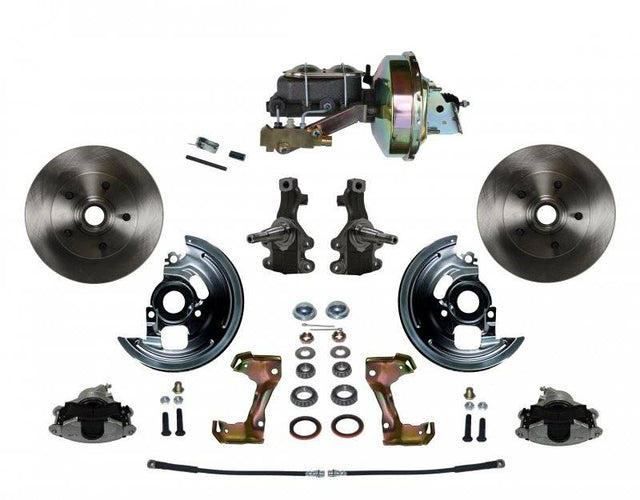 Brake Conversion Kit - DBK1003E1A1 - 64-72 GM A/68-74 X/67-69 F Body Leed Power Front Disc Brake Kit (plain; 2" Drop) - Kanter Auto